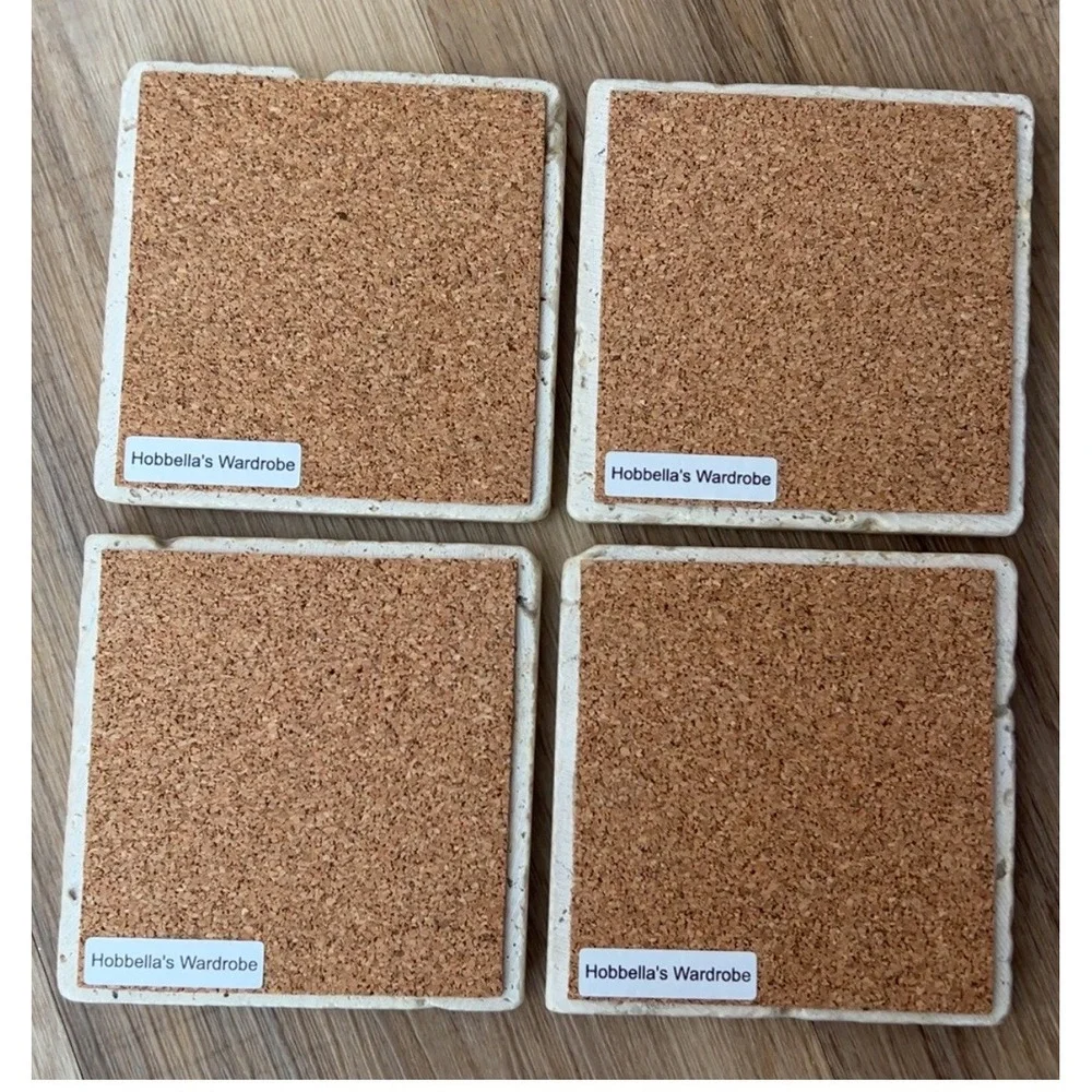 Hobbella's‎ Wardrobe Equestrian Handmade Natural Stone Coaster Set of 4